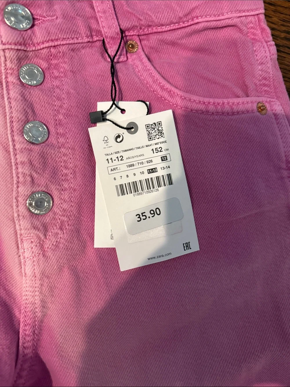 Zara Hot Pink Wide-Leg Jeans with Button Fly
